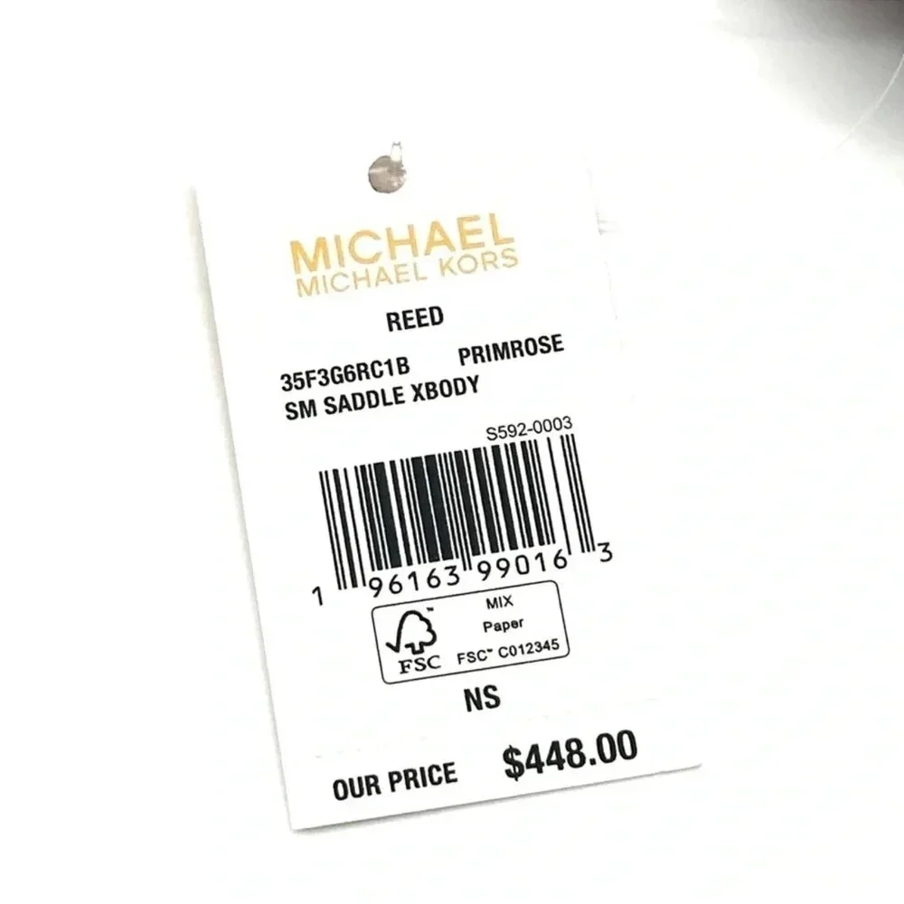 Michael Kors Small Reed Leather Saddle Crossbody Bag Brown/Pink (NWT) - Picture 12 of 12